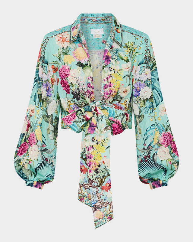 Gardens of Queluz Cropped Wrap Shirt